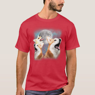 Camiseta Três Corgi E Lua Funny Corgi Humor Parody1428