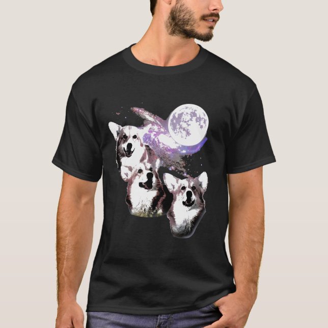 Camiseta Três Corgi Lua Lobo Paródia S (Frente)
