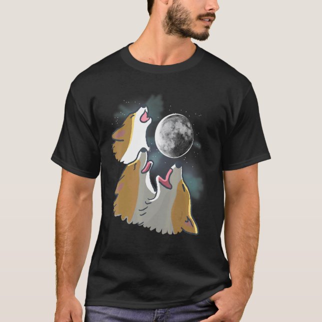 Camiseta Três Corgi Lua Paródia (Frente)
