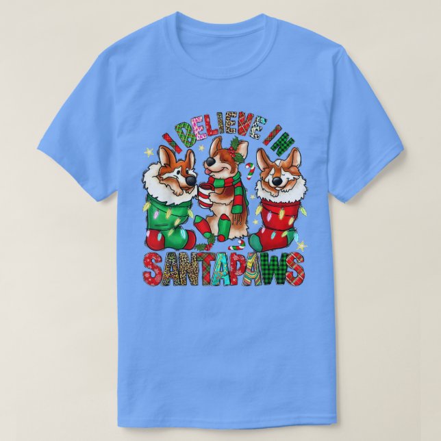 Camiseta Três Corgi Nos Papais noeis De Natal Da Sock Xmas (Frente do Design)