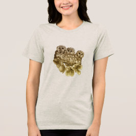 Camiseta Três Corujas e galho de árvores