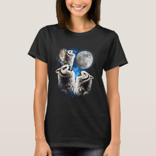 Camiseta Três Corujas Lua Meme Divertido Amante de Coruja A