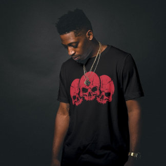 Camiseta Três Crânio Vermelho