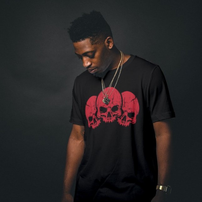 Camiseta Três Crânio Vermelho (Criador carregado)