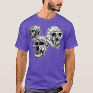 Camiseta Três crânios de hominídeos
