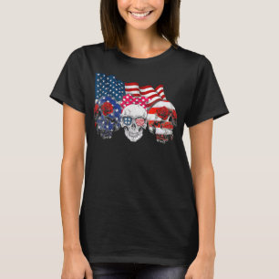 Camiseta Três crânios feliz independência dia 4 de julho