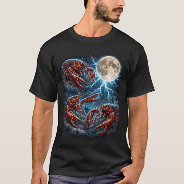 Camiseta Três Crustáceos Lua Relâmpago Retro (Frente)