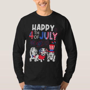 Camiseta Três Dachshund Feliz 4 De Julho Bandeira Americana