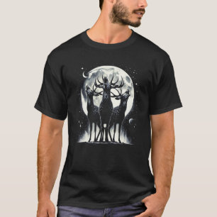 Camiseta Três Deers Givando na Lua Como Três Lobos