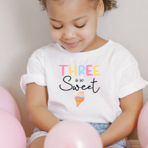Camiseta Três é tão doce aniversário de 3 anos de Verão Sor