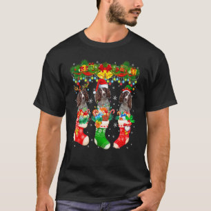 Camiseta Três Elfos Rena Santa English Springer Spaniels