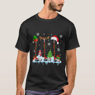 Camiseta Três Equipamentos de Hockey de Rena de Papai Noel 