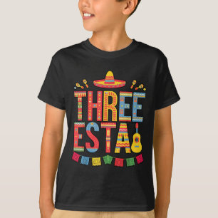 Camiseta Três esta 3º aniversário festa sombrero mexicano