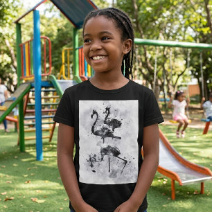 Camiseta Três Flamingos Black and White Watercolor