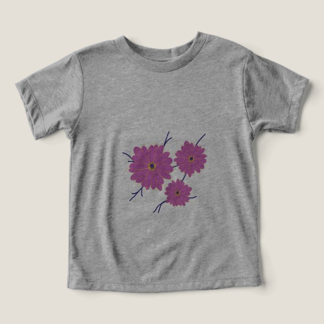 Camiseta Três Flores Rosa (Design frontal)