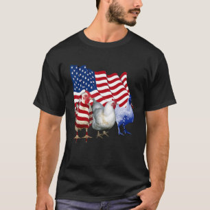 Camiseta Três Frangos Bandeira Americana Fazendeiro 4 De Ju