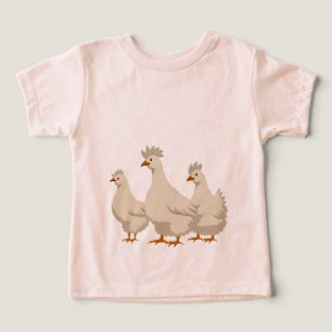 Camiseta Três Galinhas Francesas Recorte Estilo Estêncil 3