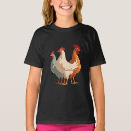 Camiseta Três Galinhas Francesas Retro Corte no Meio do Séc