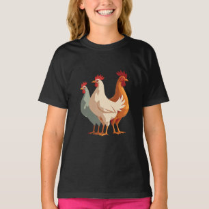 Camiseta Três Galinhas Francesas Retro Corte no Meio do Séc