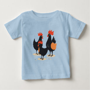 Camiseta Três Galinhas Francesas Retro Médio-Século Corte 2
