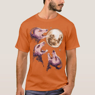 Camiseta Três gambás cavalgando na Lua Funny Possum 3