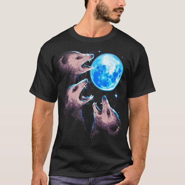 Camiseta Três gambás cavalgando na Lua Funny Possum 3 (Frente)