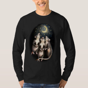 Camiseta Três Gambás Uivando Para A Lua Estranho Possu Emo