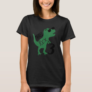 Camiseta Três Garotos Rex Birthday aniversário de 3 anos Di