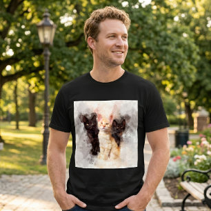 Camiseta Três gatinhos, lindos e bonitos, de aquarela