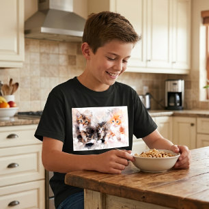 Camiseta Três gatinhos lindos e fofos em aquarela