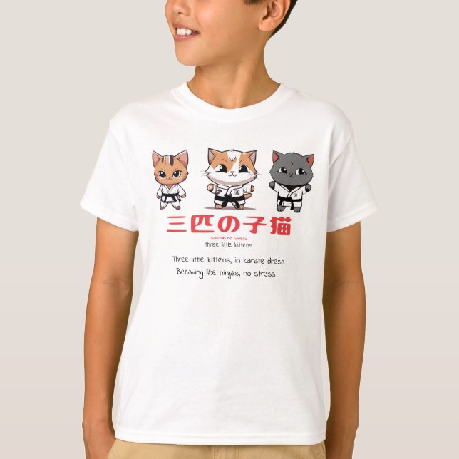 Camiseta Três Gatinhos Ninja (Frente)