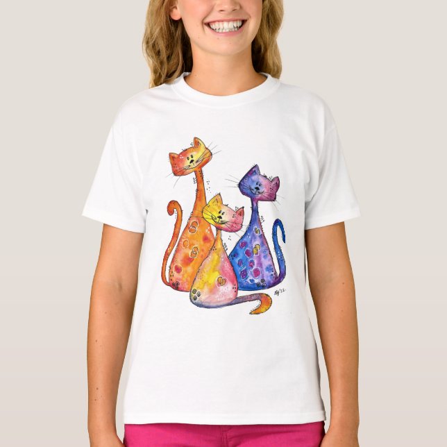 Camiseta Três Gatos Brancos (Frente)