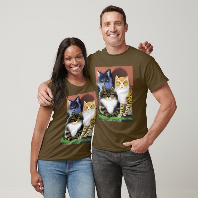 Camiseta Três Gatos com Atitude (Unissex)