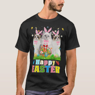 Camiseta Três Gatos De Ragdolas E Páscoa De Ovos