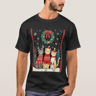 Camiseta Três gatos divertidos camisola de Natal feia do ga