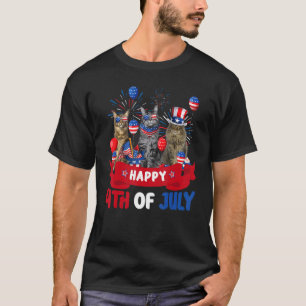 Camiseta Três Gatos Felizes 4 De Julho Independência Do Bal