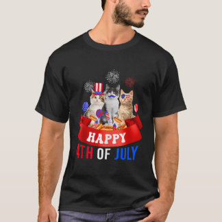 Camiseta Três Gatos Felizes 4 De Julho, Lover De Balão Inde
