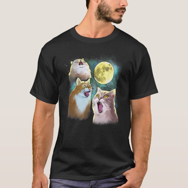 Camiseta Três Gatos Lua 3 Lobos Paródia Divertida (Frente)
