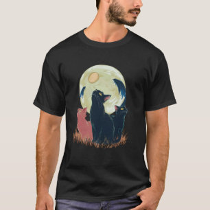 Camiseta Três Gatos Lua Engraçados Animais Preguiçosos Paró