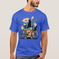 Três Gatos Pretos, Bicicleta e Pote com Flores