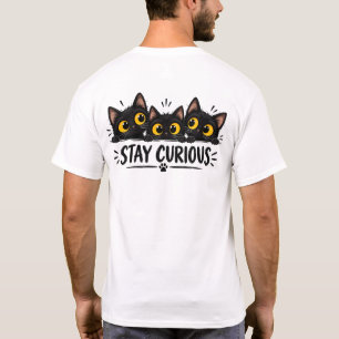 Camiseta Três Gatos Pretos Espiando com Olhos Amarelos Gran