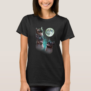 Camiseta Três Gatos Siameses No Hallowee Engraçado Da Lua