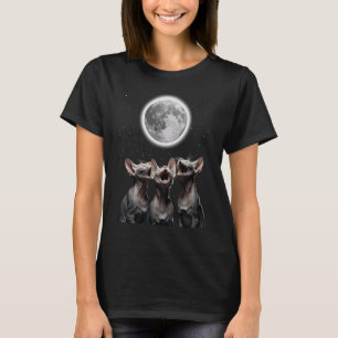 Camiseta Três gatos Sphynx carecas miando para a Lua Uivan