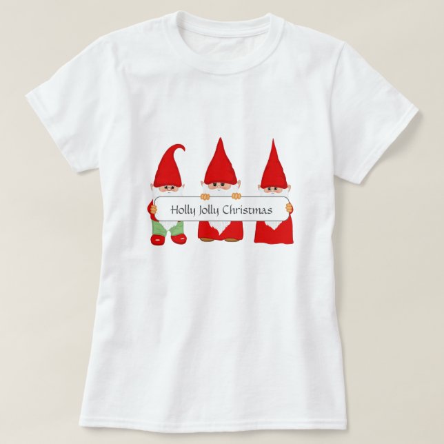Camiseta Três Gnomo de Natal (Frente do Design)