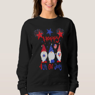 Camiseta Três Gnomo Feliz 4 de julho Fogo Americano Fl