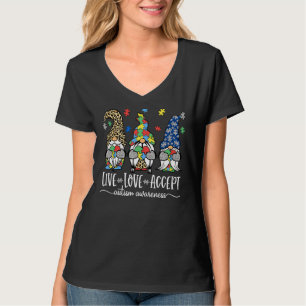 Camiseta Três Gnomos ao vivo aceitam Quebra-cabeça Autismo