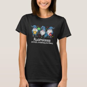 Camiseta Três Gnomos Azuis Aceitam Compreender Autismo Do A