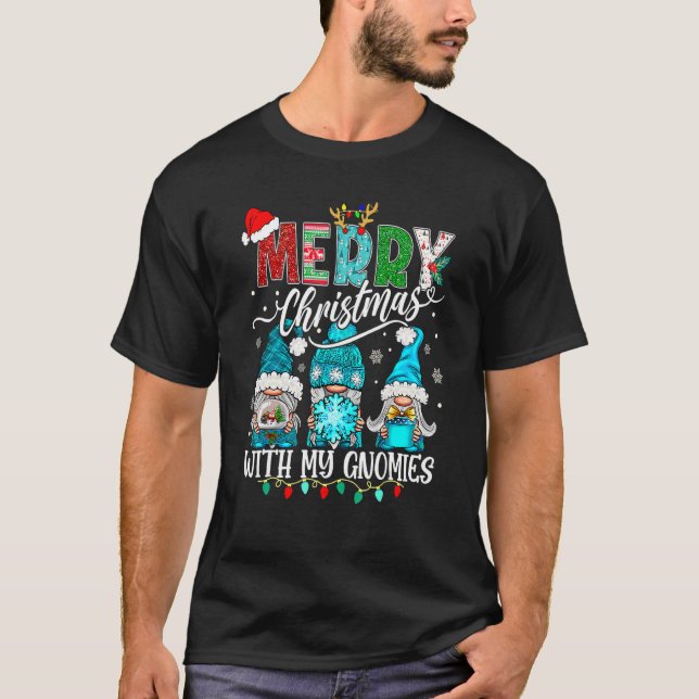 Camiseta Três Gnomos com Xadrez Feliz de Natal (Frente)