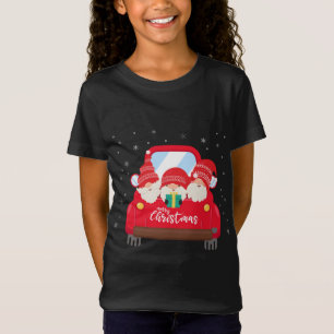 Camiseta Três Gnomos em Caminhão Vermelho com Feliz Natal