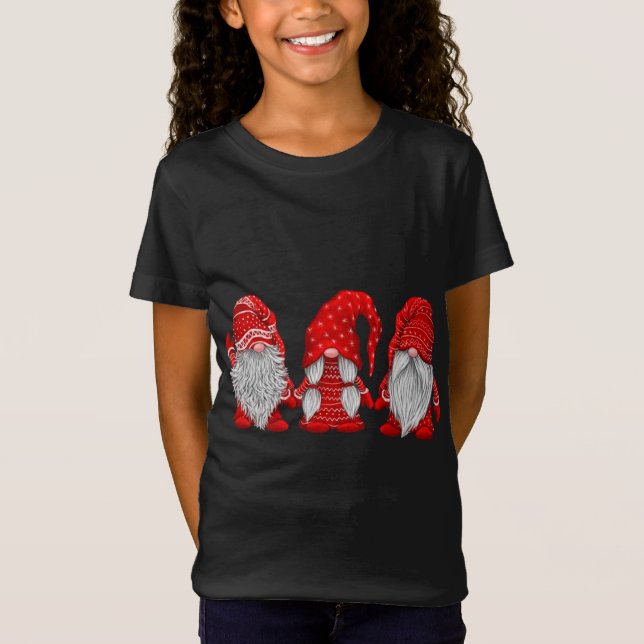 Camiseta Três gnomos em fantasia vermelha Natal - Congeland (Frente)